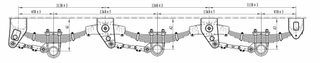 American Tridem Mechinical suspension 11T * 3 Grade con resorte de 8 hojas (placa de resorte 13 * 75)