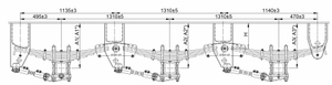 American Tridem Mechinical suspension 13T * 3 Grade con resorte de 7 hojas (placa de resorte 16 * 90)