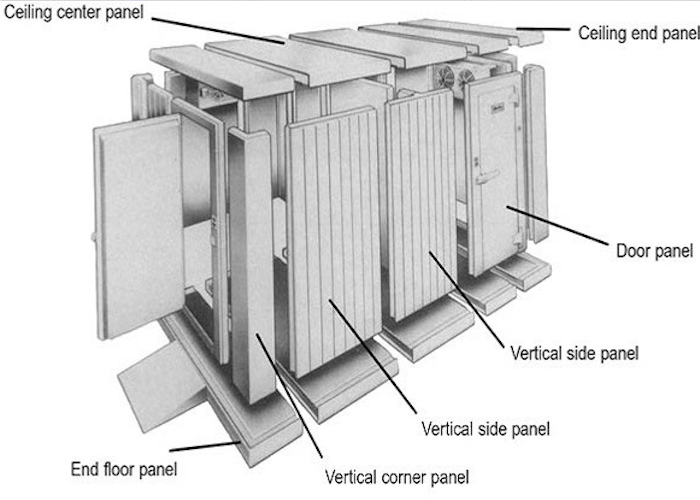 Placa de acero galvanizada de la cámara fría de la asamblea modular de congelación con panel sándwich compuesto de PU, cámara frigorífica